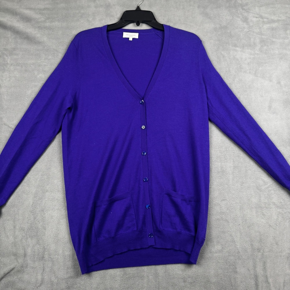 Eric Bompard Purple 100%‎ Cashmere V-Neck Button Front Cardigan Sweater Mens M